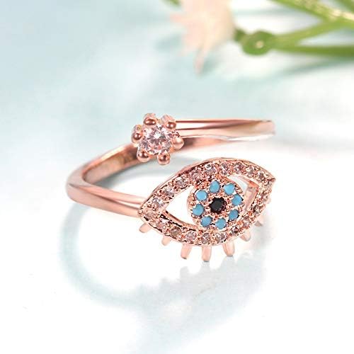 Deelan Evil Eye Gold Rose Gold Platinum Plated Open Deding Rings for Women Crystal CZ Zircon Jóias Feminina Anel Ajuste da Feminina