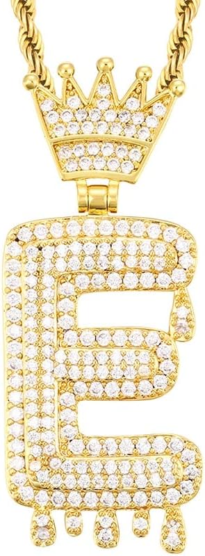 Bula thi Classic Copper Cubic Crown Crown Letter Colar Pingente para homens Mulheres Carta Lnitial Jeia Charme de ouro