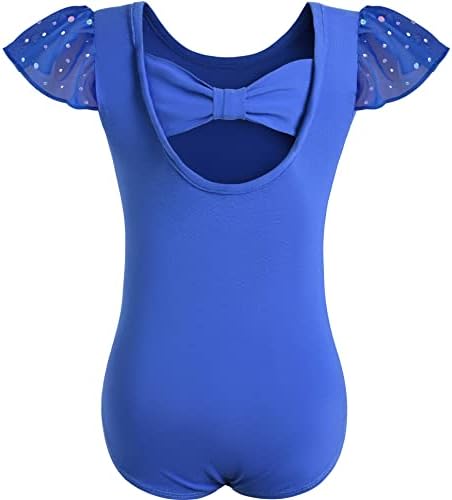 Moldan Girls Dance Ballet Leotards de manga curta Class Cruzes de volta