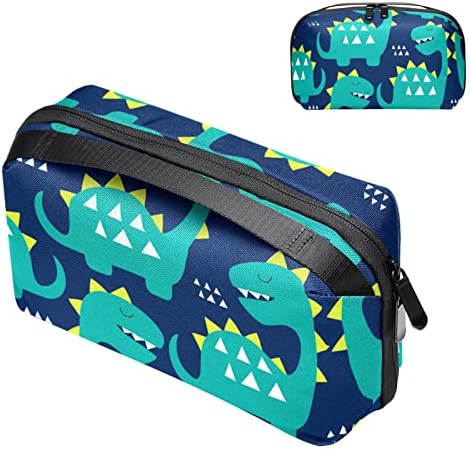 Bolsa de organizador eletrônico portátil Bolsa Bolsa de Dinosaur Blue Travel Storma de cabo para discos rígidos, USB,