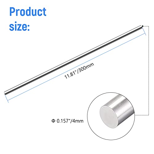 Hastes de aço inoxidável 10 pcs 304 barra redonda sólida Pino cilíndrico do eixo, diâmetro 4mm/0,159 , comprimento