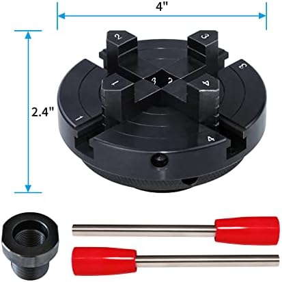 Deefiine 4 polegadas Torneiro de madeira de madeira Conjunto 1 x 8 tpi e 3/4 Adaptador x16tpi, autocenteramento de 4 mandíbulas Turnando madeira de madeira giratória