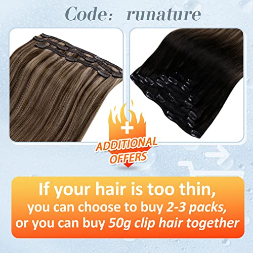 Clipe de runatura em extensões de cabelo cabelos humanos reais 1b/6/7 27 Black Fading a Medium Brown com loira de caramelo