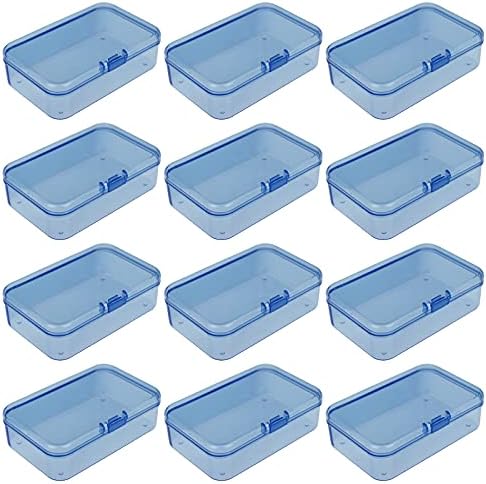 Goodma 12 peças Mini caixas de plástico retangulares de armazenamento vazias recipientes de organizadores com tampas articuladas