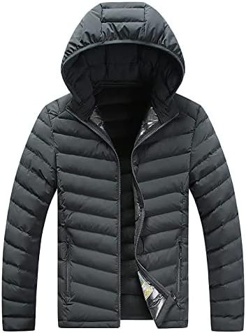 FSAHJKEE MENS MEN JACETAS MENINAS, Autumn e Winter Fleece Roupfits Long acolchoado jaqueta com capuz de casaco de cor de cor sólida