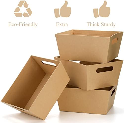 Cesta de presentes de pacote de 10 pacote vazio, cesta kraft de 10 x 8 com alça, bandeja de cesto de presente de papel de papelão