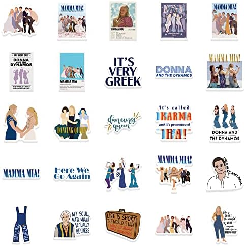 American Stage Show adesivos mamma mia adesivos 50pcs recompensa de recompensa motivação para garrafa de água, skate, geladeira, frascos hidrelétricos, decalques, decalque de vinil à prova d'água para adultos, adolescentes