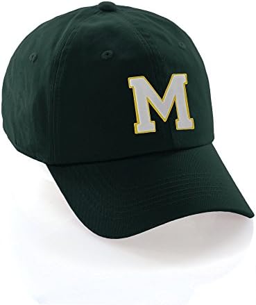 Capéu personalizado A a Z Letras iniciais Capace de beisebol clássico, DK Green Hat Gold White