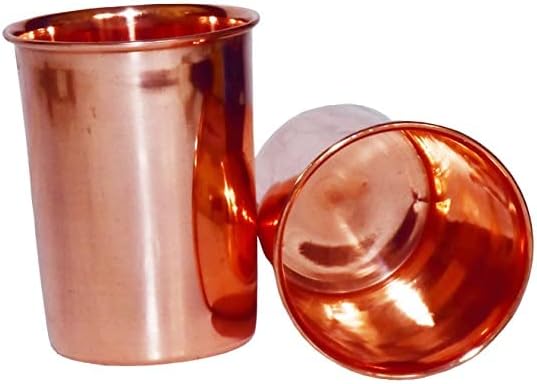 Copper Drinking Todbler Conjunto de copos artesanais puro e óculos de água | Ayurveda Healing Benefit Benefit Tumbler Glass 300 ml Pacote de 1
