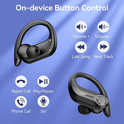 Fones de ouvido sem fio capoxo bluetooth 5.3 fones de ouvido de 120hrs ipx7 fones de ouvido esportivos de esporte à prova