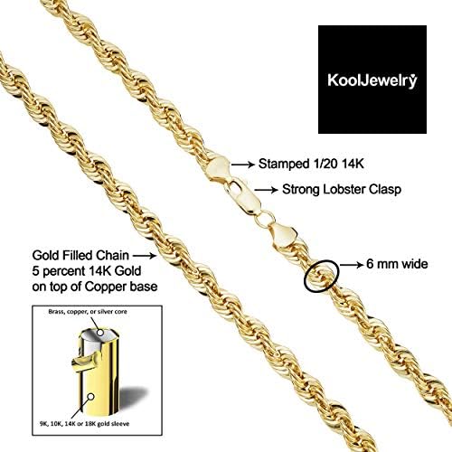 Kooljewelry sólido 14k colar de corrente de corda de ouro amarelo 14k para homens e mulheres