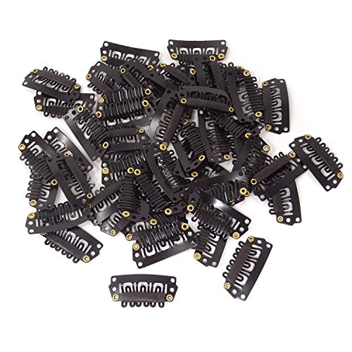 Honbay 50pcs 6 tetas clipes pretos em forma de U para extensões de cabelo-2,8 cm/1.1 polegadas