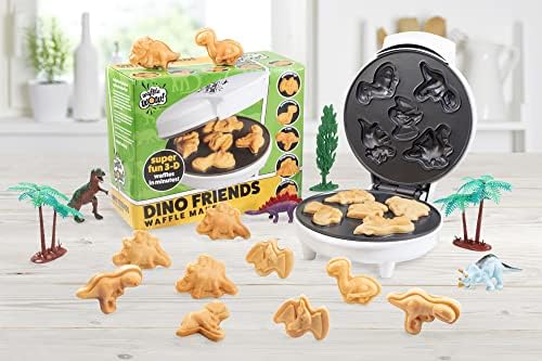 Dinosaur Mini Waffle Maker- 5 dinos diferentes de formas em minutos- Faça o café da manhã jurássico divertido para crianças e adultos com panquecas legais de novidade, Iron de waffler elétrico antiaderente, presente divertido para férias