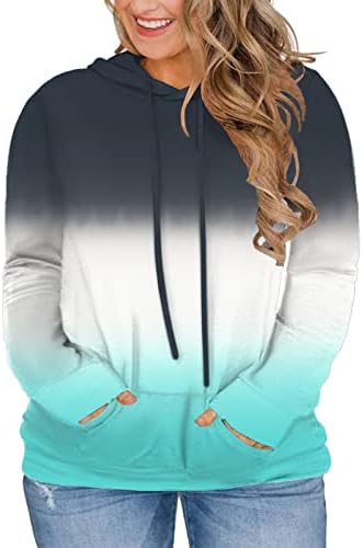 Vislily Women feminina plus-size-hoodies-sweatshirts de manga longa com bolsos