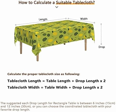 Limões Padrão Tórana de mesa 60x120 polegadas, roupas de mesa de retângulo para mesas de 8 pés-Roupas de mesa reutilizáveis ​​resistentes