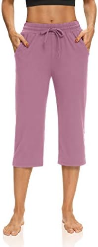 ZJCT Womens Yoga Capri Pants Wide Perdizes Prajama Lounge Louse Paijama Capris para mulheres com bolsos