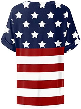 4 de julho Camisas Women USA Bandeira camisa casual Tops de manga curta Camiseta listras de tie-dye camisetas soltas