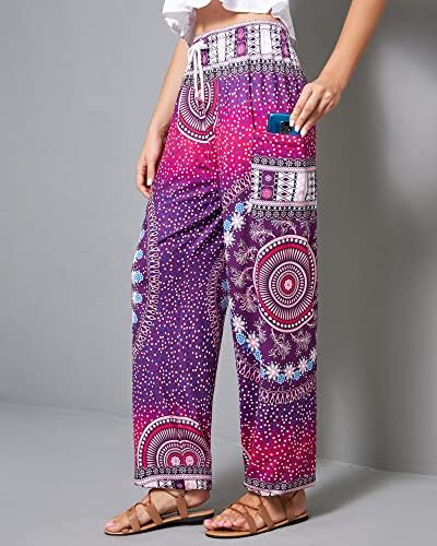 Pants de harém feminino de qianxizhan, calças hippie palazho boho joggers ioga roupas com bolsos