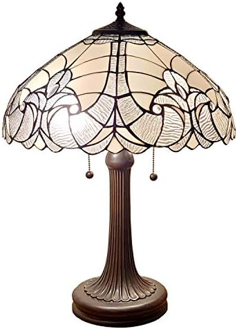 Tiffany Style Table Lamp Banker Floral 23 Alto de vidro de vidro branco cinza cinza elegante vintage antiguidade Decor Decor