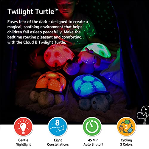 Cloud B Calming Nightlight Star Projector | Brilho suave | 3 cores | 8 constelações | Auto-Shutoff | Crepúsculo Tartaruga azul