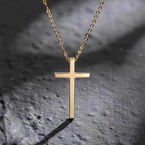 Carleen 14k Solid White/Yellow Gold Pequeno Crucifixo Colar Pingente Cruzado Jóias Finas Fiel Presentes do Dia dos Namorados