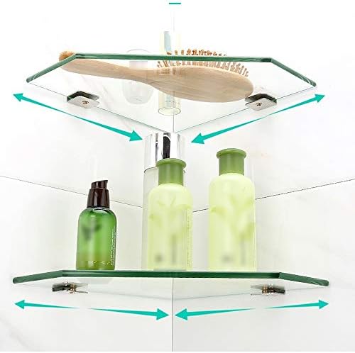 Prateleira de vidro prateleira de vidro, rack de armazenamento perfurado montado na parede para banheiro, cozinha 24cm / 9,4 ''