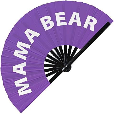 Mama Bear Fan Hand Fã dobrável Circuito de bambu Fã da mão Fan engraçado GAG SANG PALAVRAS EXPRESSÕES DECLOMENTE PRESENTES