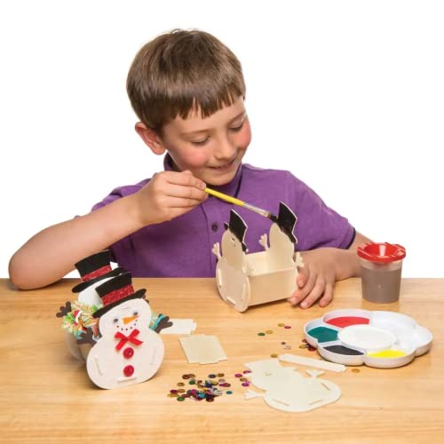 Baker Ross AR686 Kits de cesta de madeira de madeira de neve - pacote de 4, para crianças artesanato e ornamentos de Natal para crianças