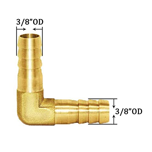 Joywayus 8pcs 3/8 ”de mangueira de latão Conjunto de barb, 90 graus L cotovelo do ângulo reto, barbonagem de mangueira de ar em