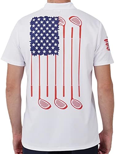 Camisas de golfe de Pagymo para homens camisa polo mass engraçado swing patriótico camisa da bandeira americana