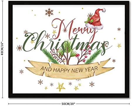 Placa de madeira de estilo rústico de estilo rústico com feliz Natal e Feliz Ano Novo Hang Black Frame Placa de madeira para