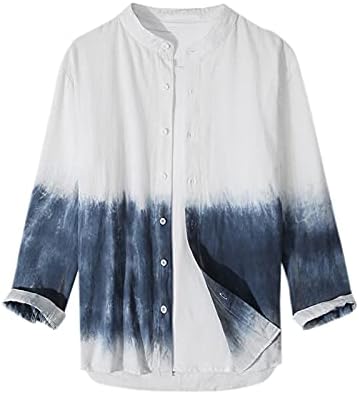 Wocachi Casual Button Down Camisetas Para homens, algodão e linho de manga longa Camisa de tacho