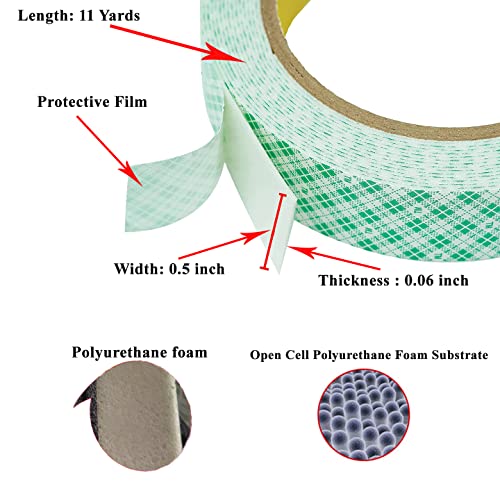 3m 4026 Fita de espuma com revestimento duplo de poliuretano 4026, largura de 0,5 de comprimento