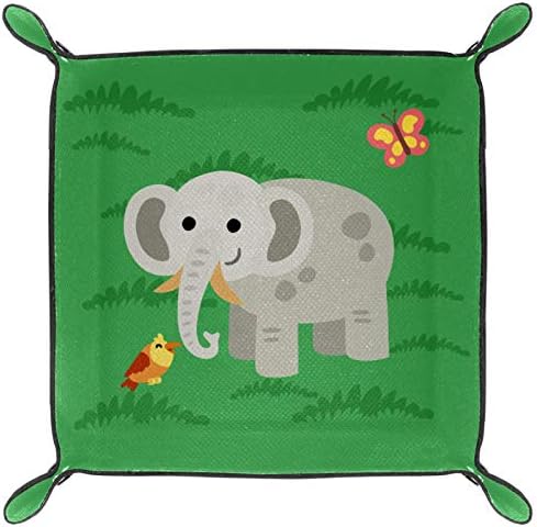 Lyetny Green Elephant Organizer Bandeja Caixa de armazenamento Bandeja de mesa de mesa Caddy Alteração de troca de carteira