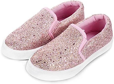 Josiny Kids Shoes for Girls Boys - Sneakers de lona casual da criança deslizam em mocassins de tênis preguiçosos rosa