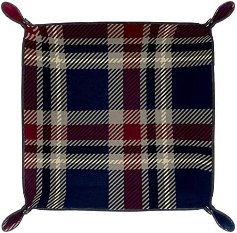 Lyetny Navy Tartan Pattern Plaid Texture Organizer Bandejas de armazenamento Caixa de cabeceira Caddy bandeja de desktop