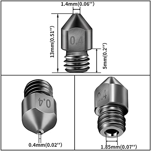 8pcs 3d Imprimir aço endurecido 0,4 mm mk8 bocos de extrusores com 5pcs 0,35 mm Agulhas e 1 pinça para a Crealidade do Makerbot CR-10