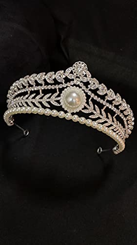 Silver Pearl Rhinestone Princesa Coroa Casamento Tiara Party Pageant Hair Jewelry