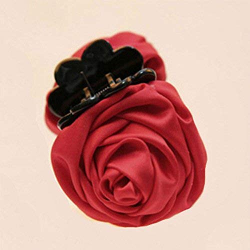 Akoak beleza fita rosa flor arco jaw jaw barrette carras jóias de cabelo de cabeça para mulheres acessórios para meninas （vermelho)