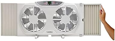 Ventilador de janela dupla eletricamente reversível de Lasko com controle remoto, 9 polegadas, branco