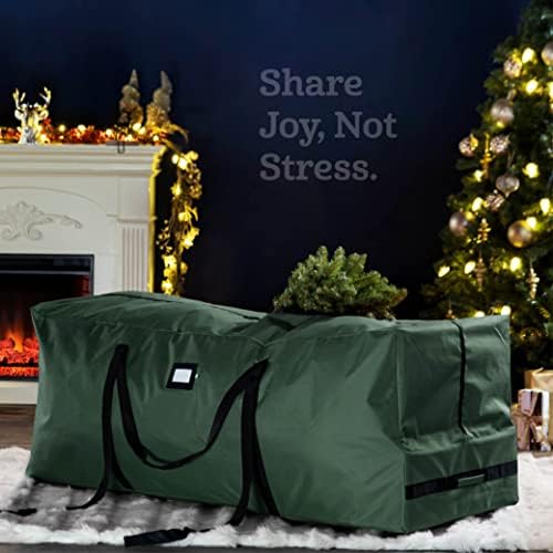 Zober Premium rolando grande bolsa de armazenamento de árvore de Natal- cabe a 7,5 pés. Árvores desmontadas artificiais, alças e rodas