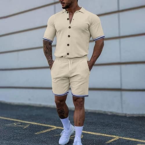 Mens sets curtos roupas de 2 peças de peças masculinas no verão de 2 peças de 2 peças de fashion praia manga curta lavanda terno de lavanda