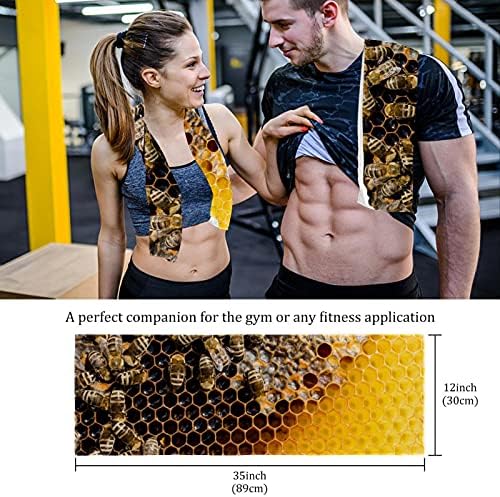 Honeycomb with Bees YellowFitness Gym Towels for Men & Women Toalha de praia Prinha 2-Pack Print Fast Secy Microfiber Sport Workout