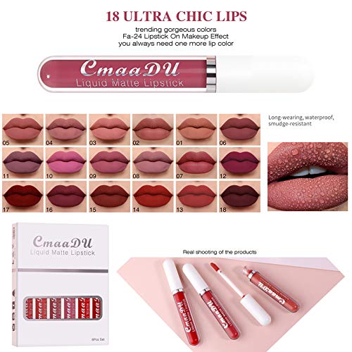 Mllkcao 18 CORL GLOSS 6 CAIXA DE CAIXA MATTE Impermeável Lipstick Lip líquido de batom de longa duração