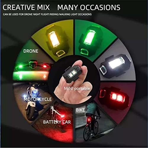 Luzes estroboscópicas de LED de 4 cores e carregamento USB, luzes de estroboscópios LED de aeronaves para drone de motocicleta
