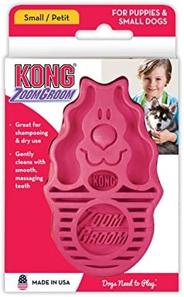 Kong - Zoomroom - Brush de cachorro para cuidar e lavar -se - pincel vermelho para cães pequenos e filhotes