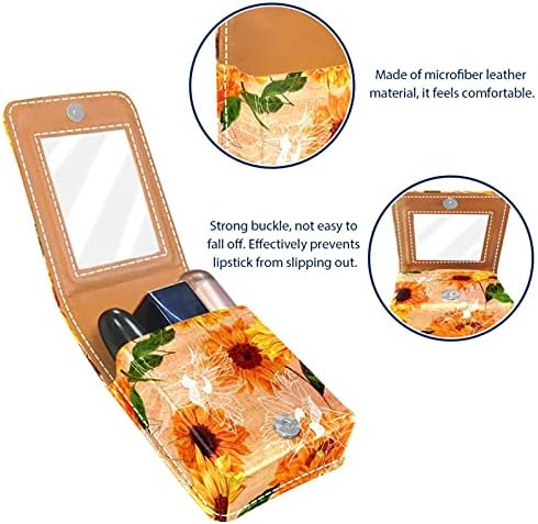 Caixa de batom com espelho Girlower Floral Lip Gloss Suports portátil Batom Batom Storage Bolsa de maquiagem Mini Cosmético Bolsa