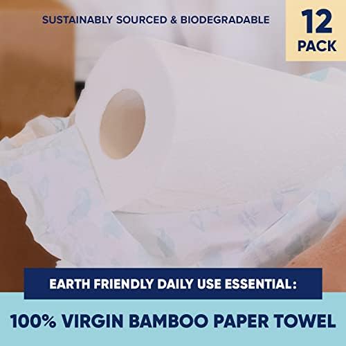 Rolo de cozinha de bambolooo, de bambu de bambu virgem rolos de papel de papel, 2 pilotes mais toalhas de papel