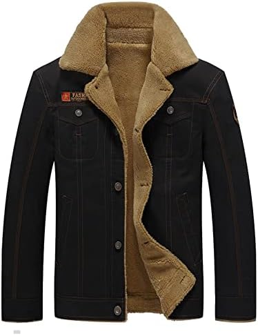 SAXIGOL Mens Casacos de inverno, jaquetas clássicas abertas homens de manga comprida jaqueta de lapela ao ar livre de inverno com bolsos
