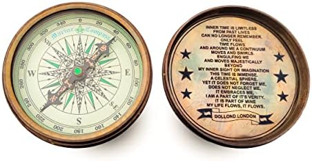 Qadeem Náutico Antiquado Brass Poema Compass com Caso de Couro - Idéias de Presentes Românticos Para ele - 2022 Marido Presentes